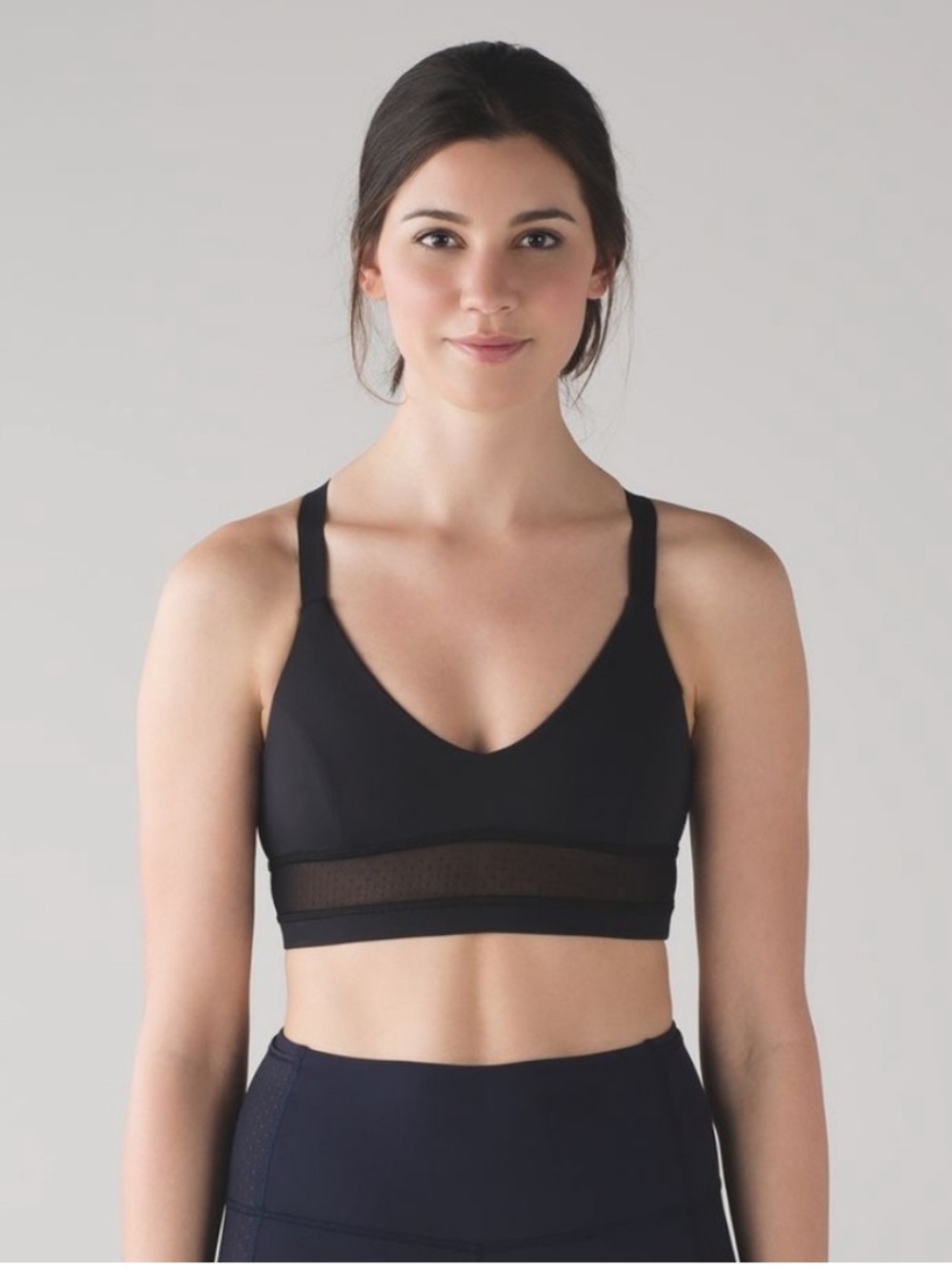 Black Lululemon BodyCon Sports Bra with Cute Mesh